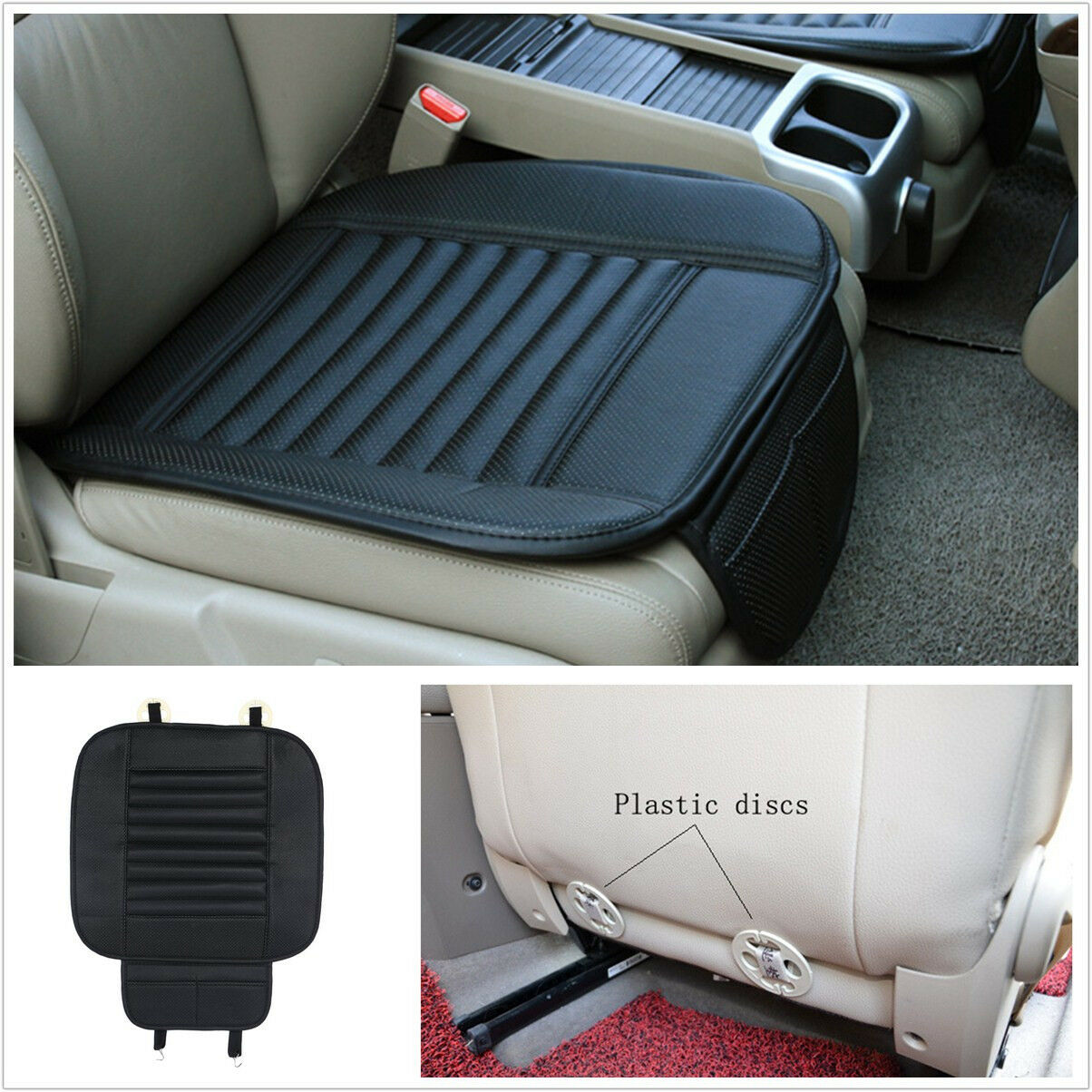 Breathable PU Bamboo Charcoal Car Seat Cover Pad Mat for Auto Chair Cushion 1PCS