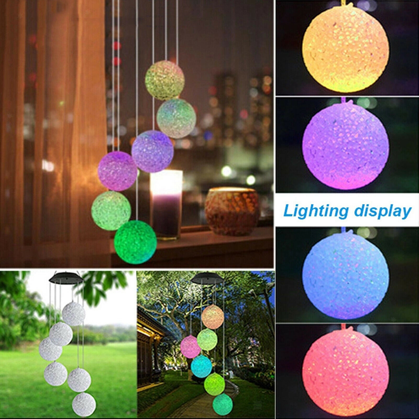 Solar Powered Garden Lights Waterproof LED Outdoor Patio Yard Wind Chime Lights