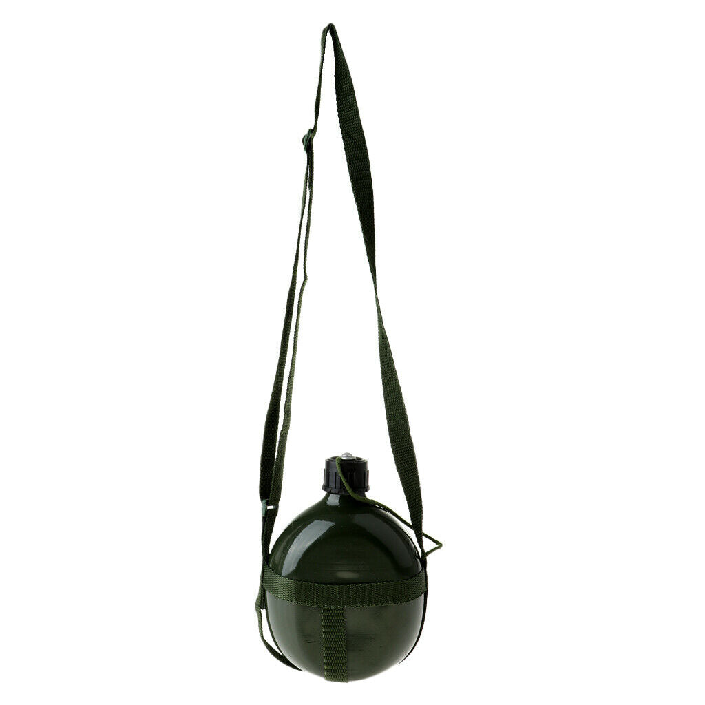 Outdoor Army Green Canteen Water Bottle Camping Retro Aluminum Container W/