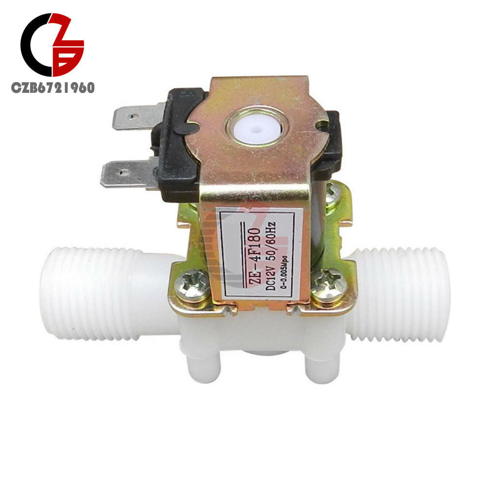 1/2" N/C Magnetic Electric Solenoid Valve Water Air Inlet Flow Switch DC 12V