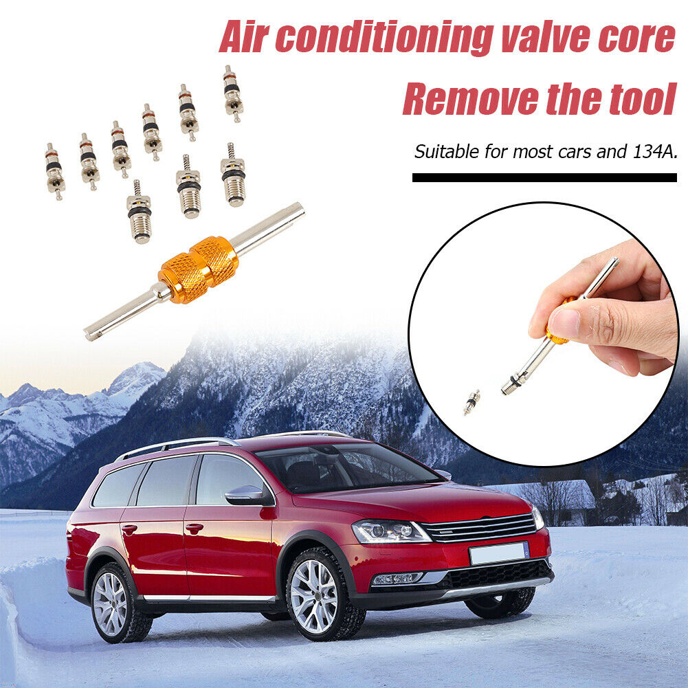 9pcs R134a Car A/C Air Conditioning Valve Cores with Remover Installer Tool