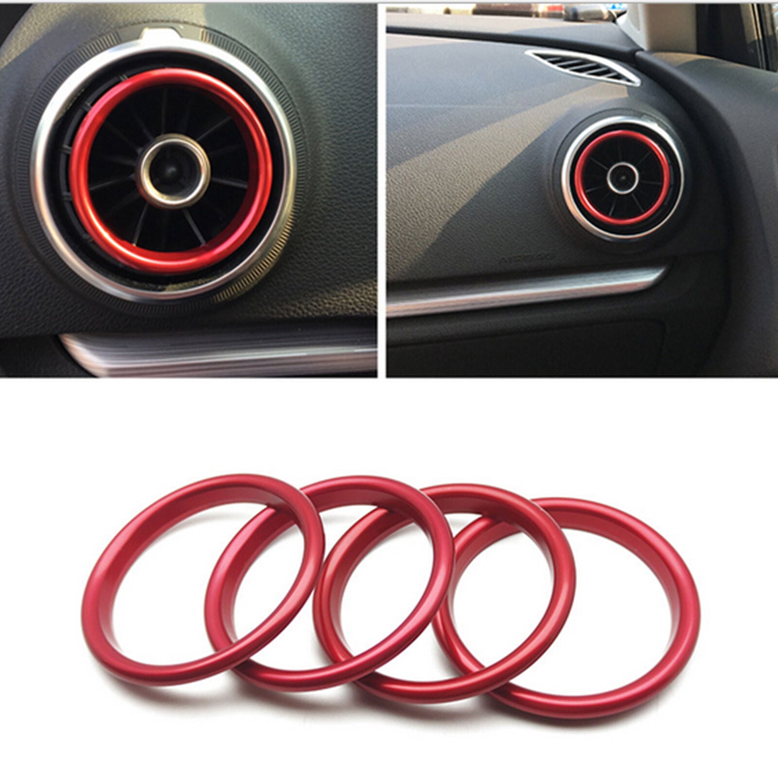 For Audi A3 S3 Red Interior Console Air Vent Outlet Ring Cover 4pcs 2014-2019