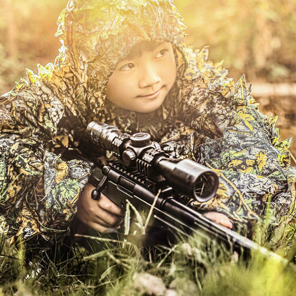 Ghillie suit set sniper train leaf jungle forest woods camouflage kids