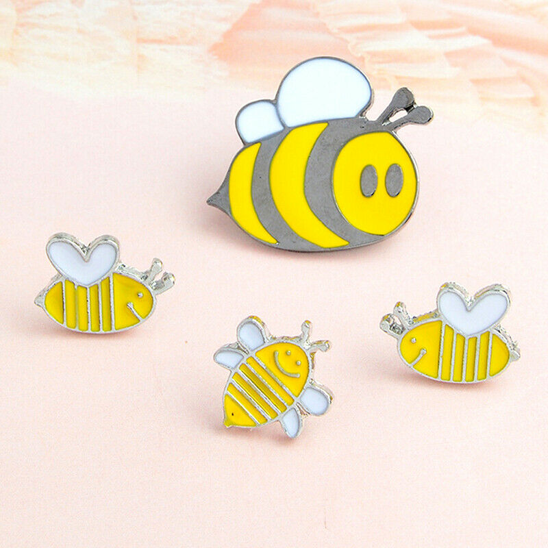 4Pcs Cartoon Enamel Little Bee Insect Lapel Collar Pin Corsage Brooch Jew.l8