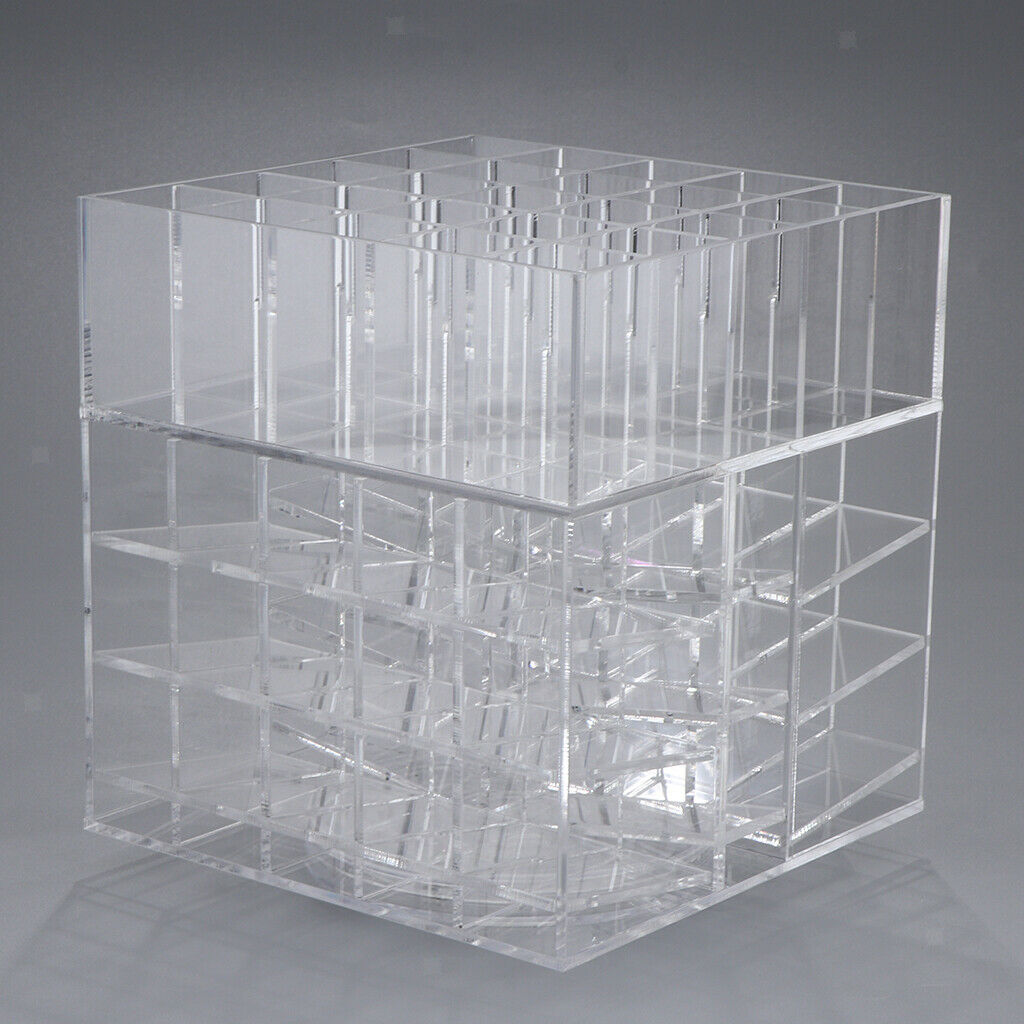 360 Rotating Lipstick Organizer Holder Rack Lipgloss Tower Stand 61 Grid Clear