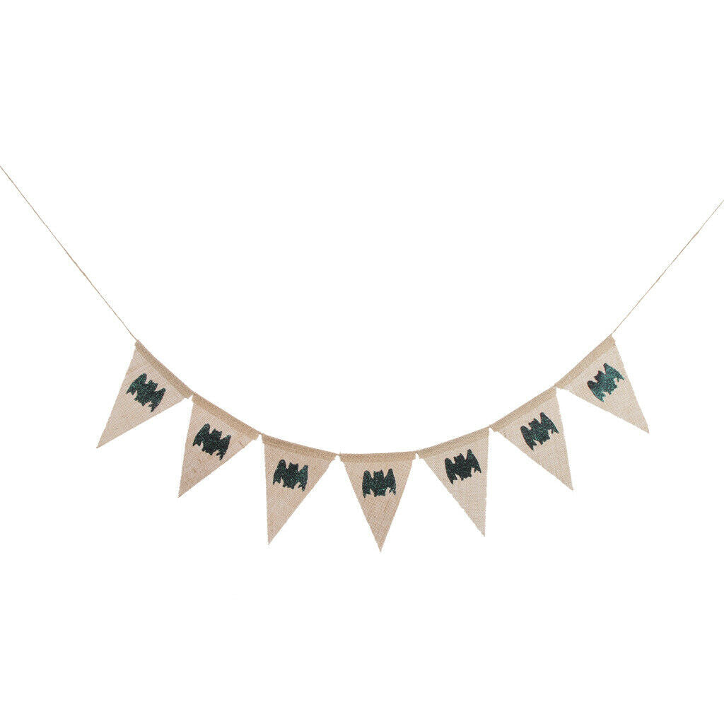 Halloween Bat Hessian Pennant Flag Banner Hanging Garland Decor Photo Prop