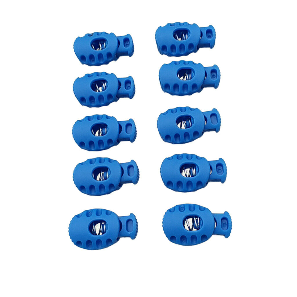 10pcs Bungee Cord Lock End Spring Stop Toggle Stoppers Blue