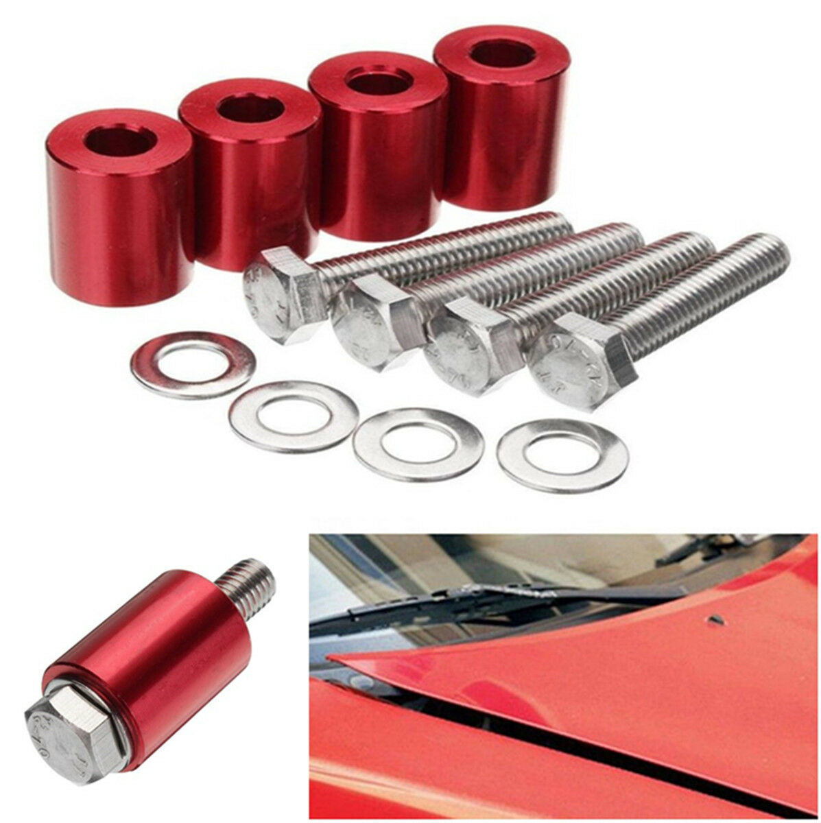 Car Engine Hood Vent Spacer Kits M8-1.25 X 45 Hood Bolt Better Cooling & Airflow