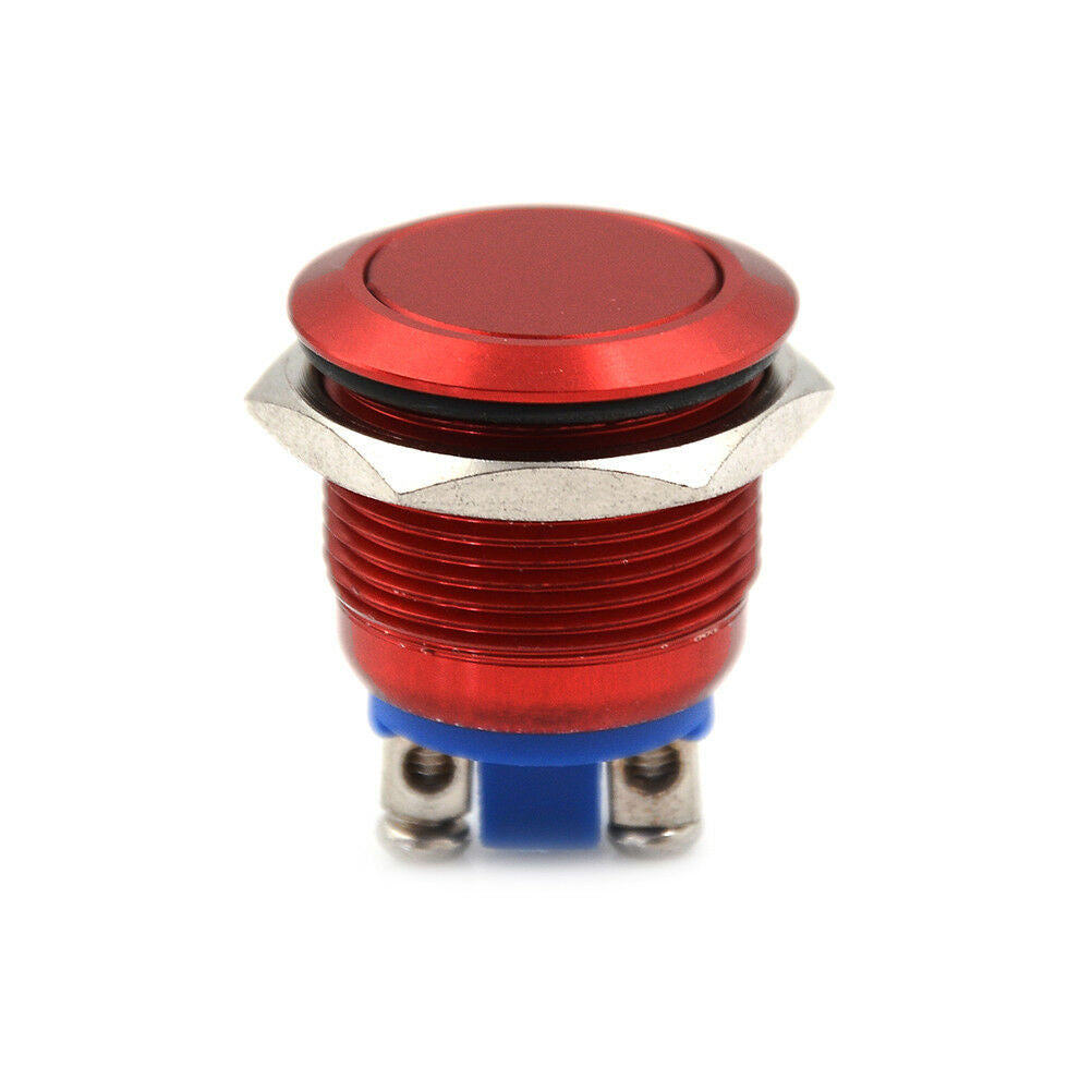 1PC 19mm waterproof red momentary metal push button switch flat top switch BDAU