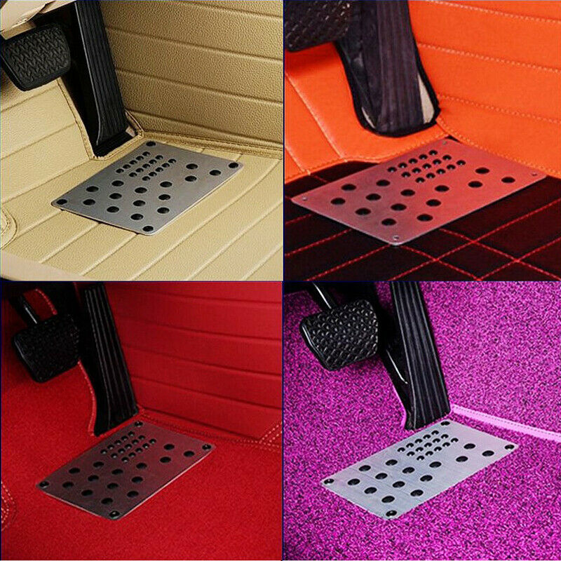 220x150mm Aluminum Alloy Car SUV Floor Mat Carpet Plate Foot Pedal Rest & Screws