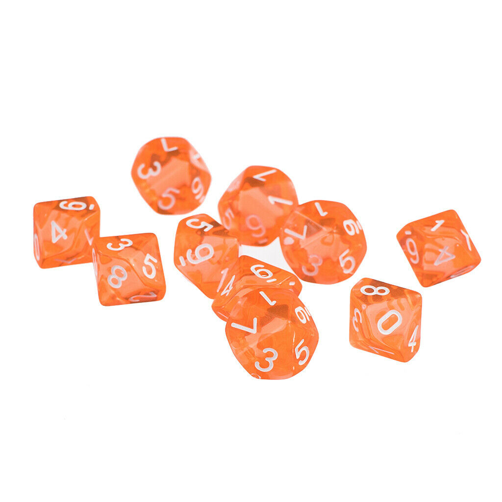 20pcs/set Green + Orange Ten Sided Game Dice Die for DnD D&D RPG Accessories