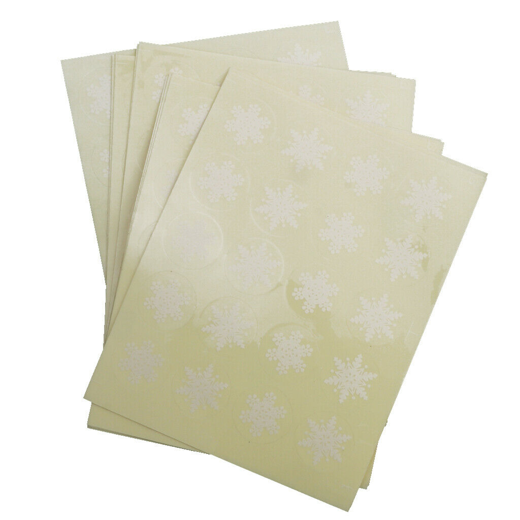 White Snowflake Stickers Round 25mm Self-Adhesive Transparent Background