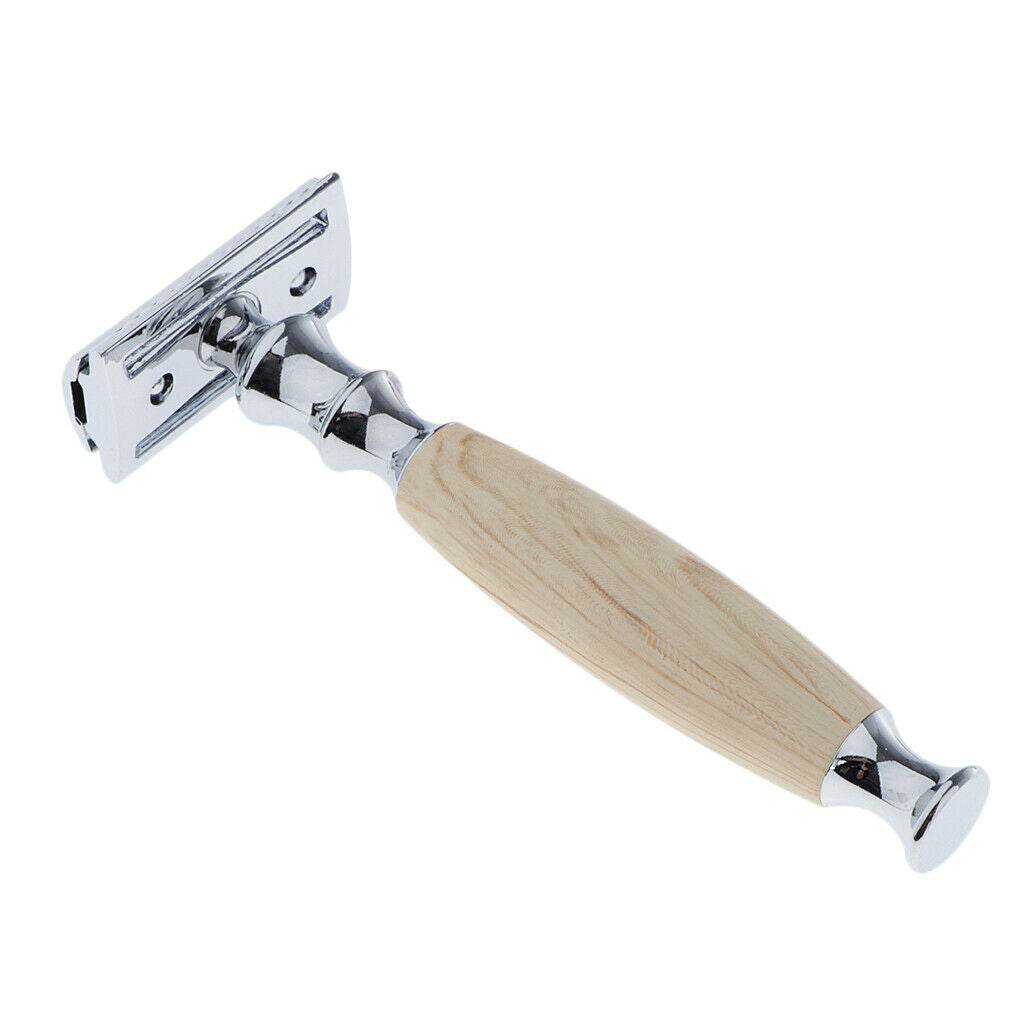 2 lot Wood Handle Classic Safety Razors Double Edge Shaver facial Tool