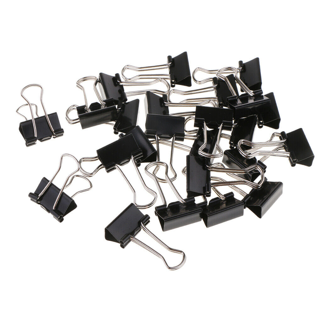 24 Pieces 2 Box Black Binder Clips Paper Clamp School Office Stationery Lot