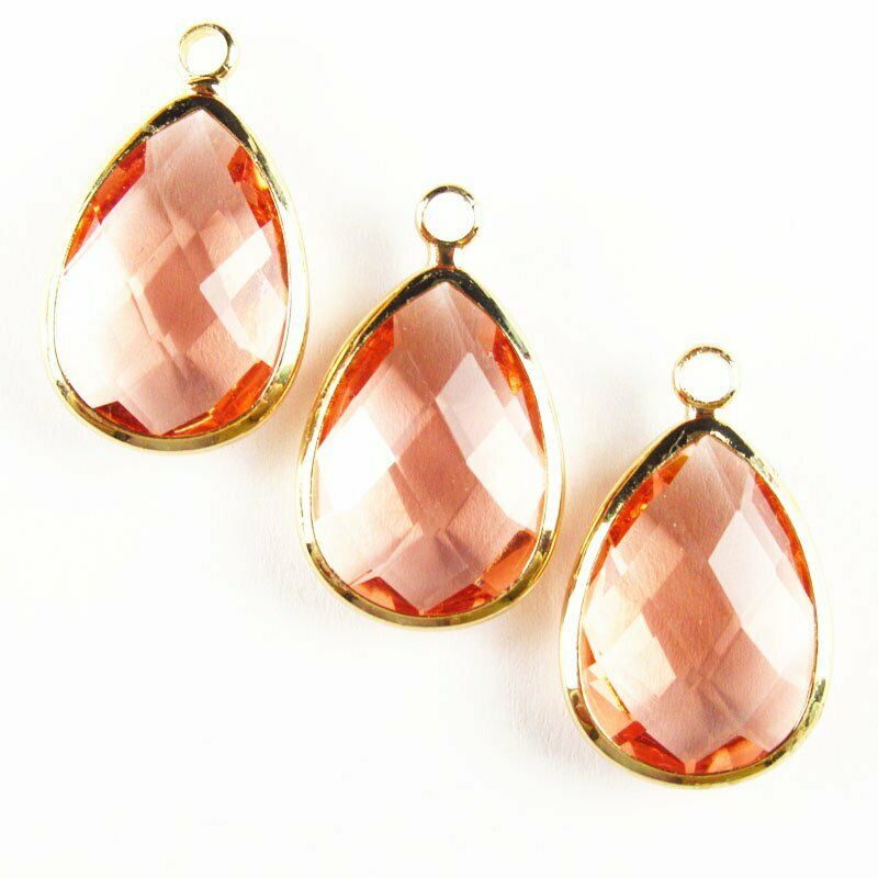 10pcs 21x13x5mm Wrapped Faceted Pink Titanium Crystal Teardrop Pendant A-33BB