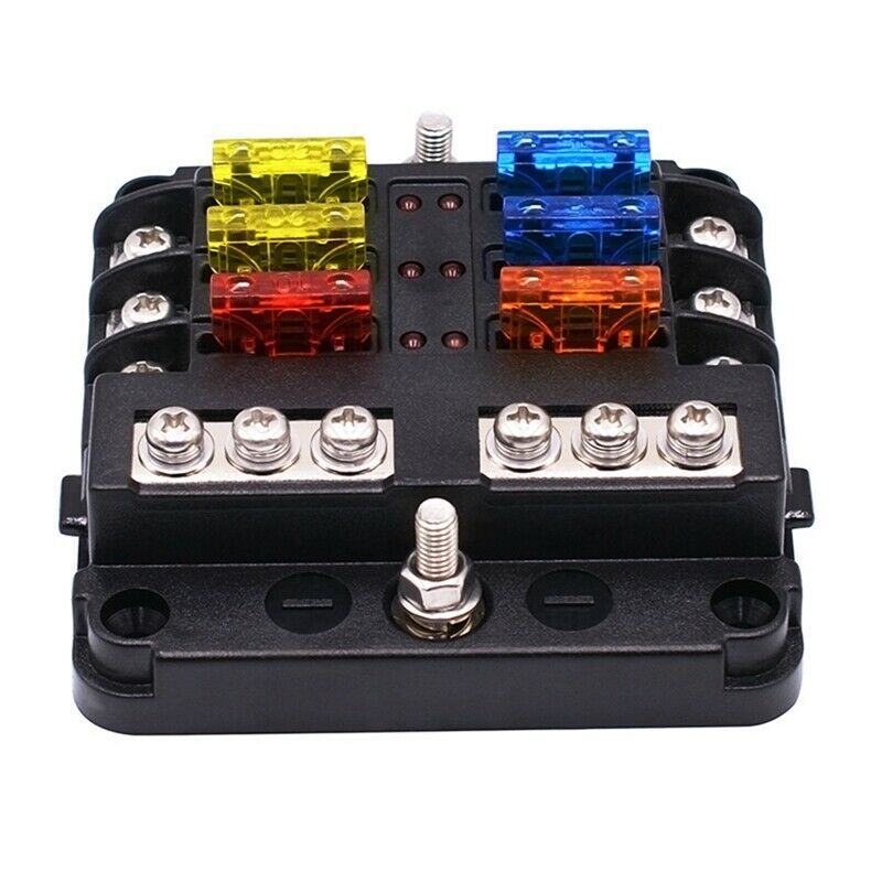 6-Way Waterproof Fuse Block,with LED Indicator 12 Circuits with Negative MarinR8