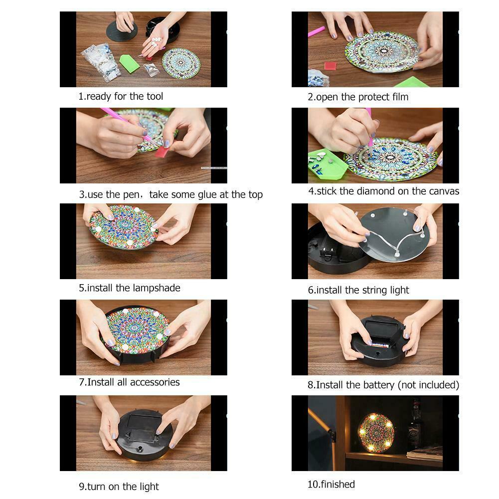DIY LED Special Shaped Diamond Painting Christmas Tree Decorative Lights @