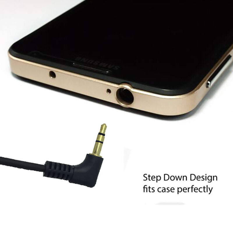 Aux Cable 3.5mm Male 3 Pole Angled To Male Extension Audio Coiled Spiral