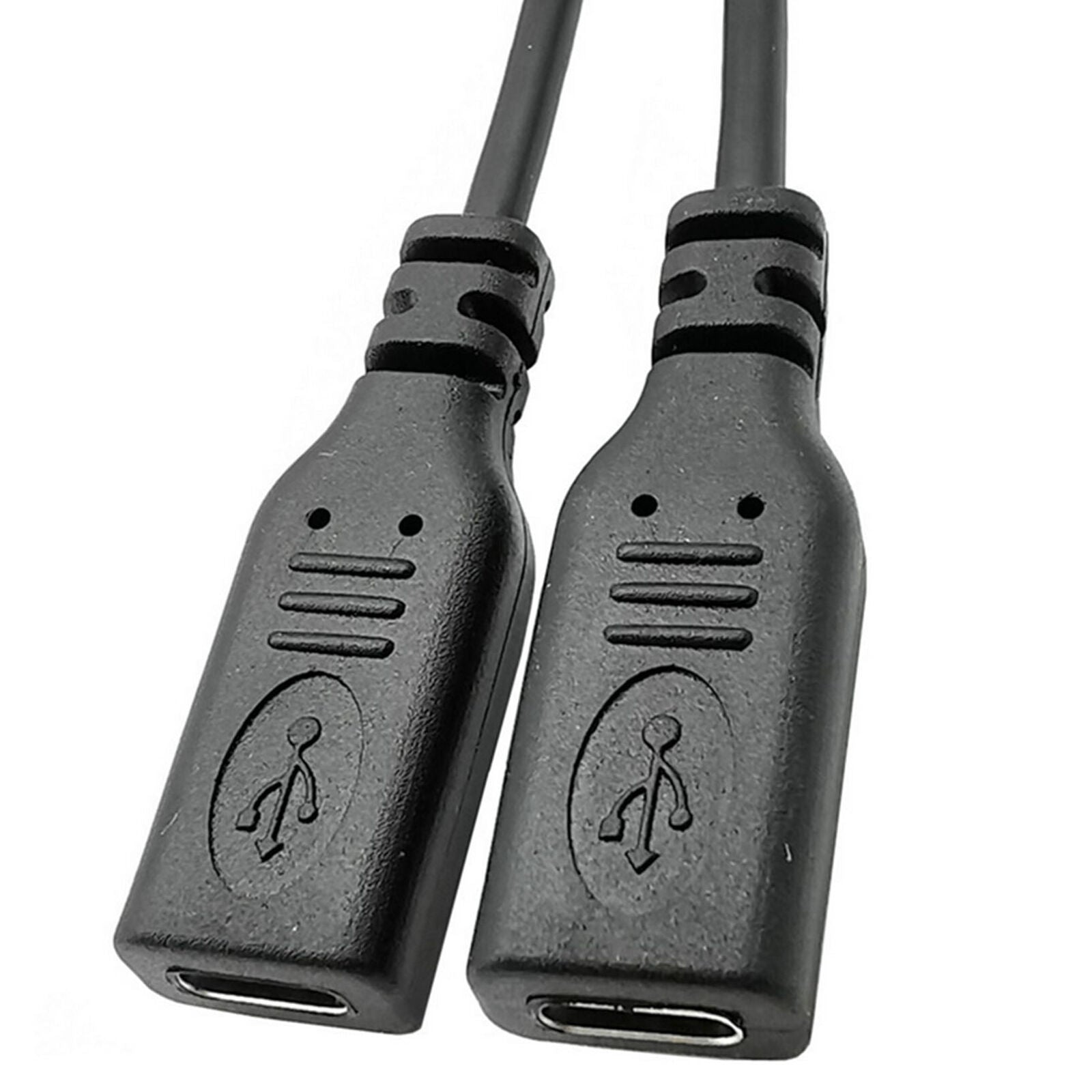 Type C USB 3.1 Angled Male to 2 Female Extension Data Charger Cable Y Splitter