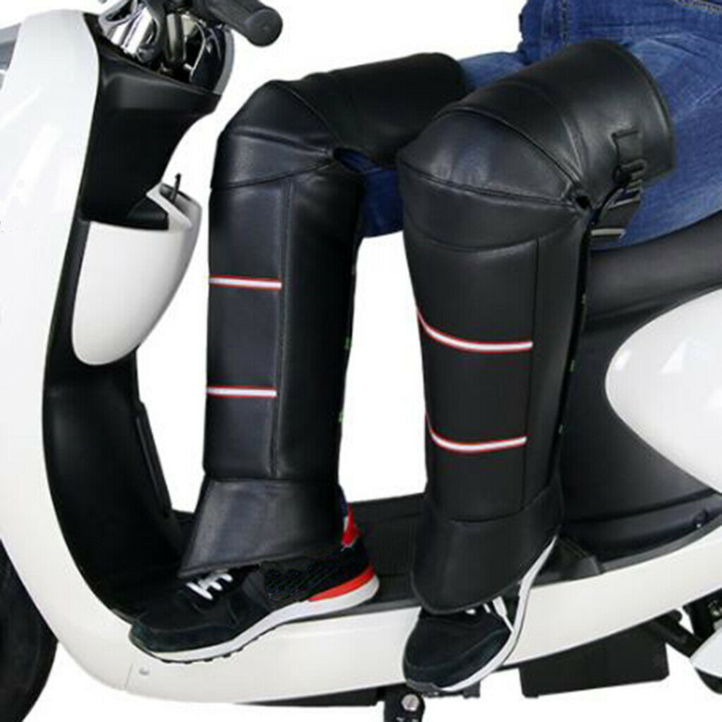 2pcs Motorcycle Riding Windproof Long Knee Warmer Plush Lining Kneepad