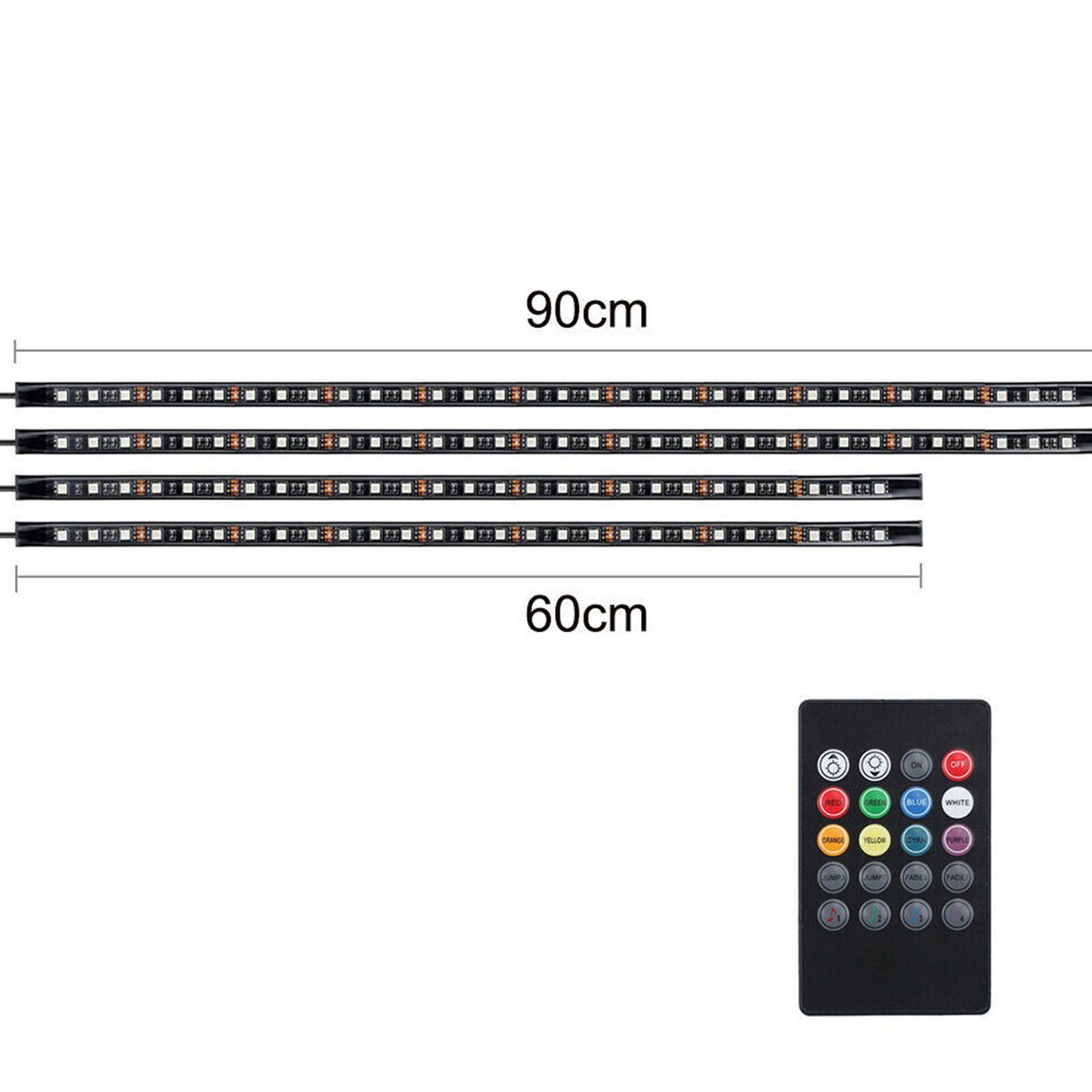 4 in 12 LED Strip Under Car Tube underglow Underbody System Neon Lights Kit