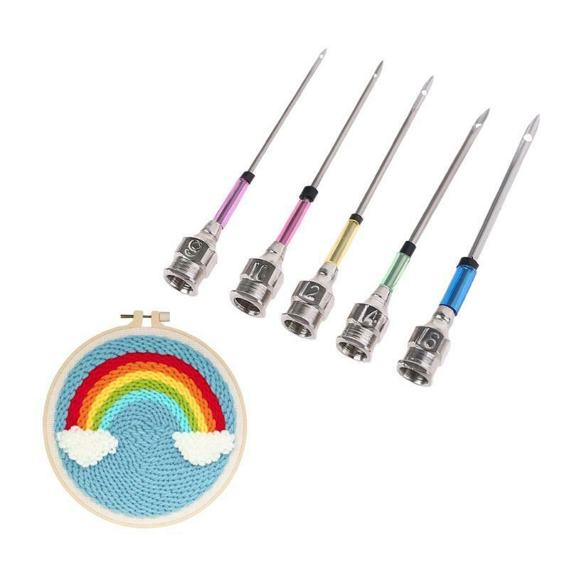 5 Pcs/Set Embroidery Stitching Punch Needles with Storage Bottle Crochet Tool