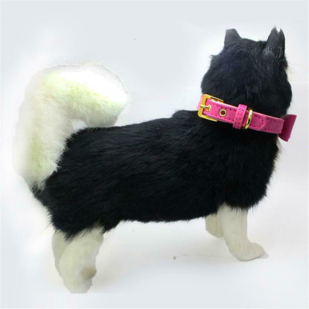 Adjustable Pet Dog Cat Puppy Bow Tie Neck Collar with Bell Rose Red XXS