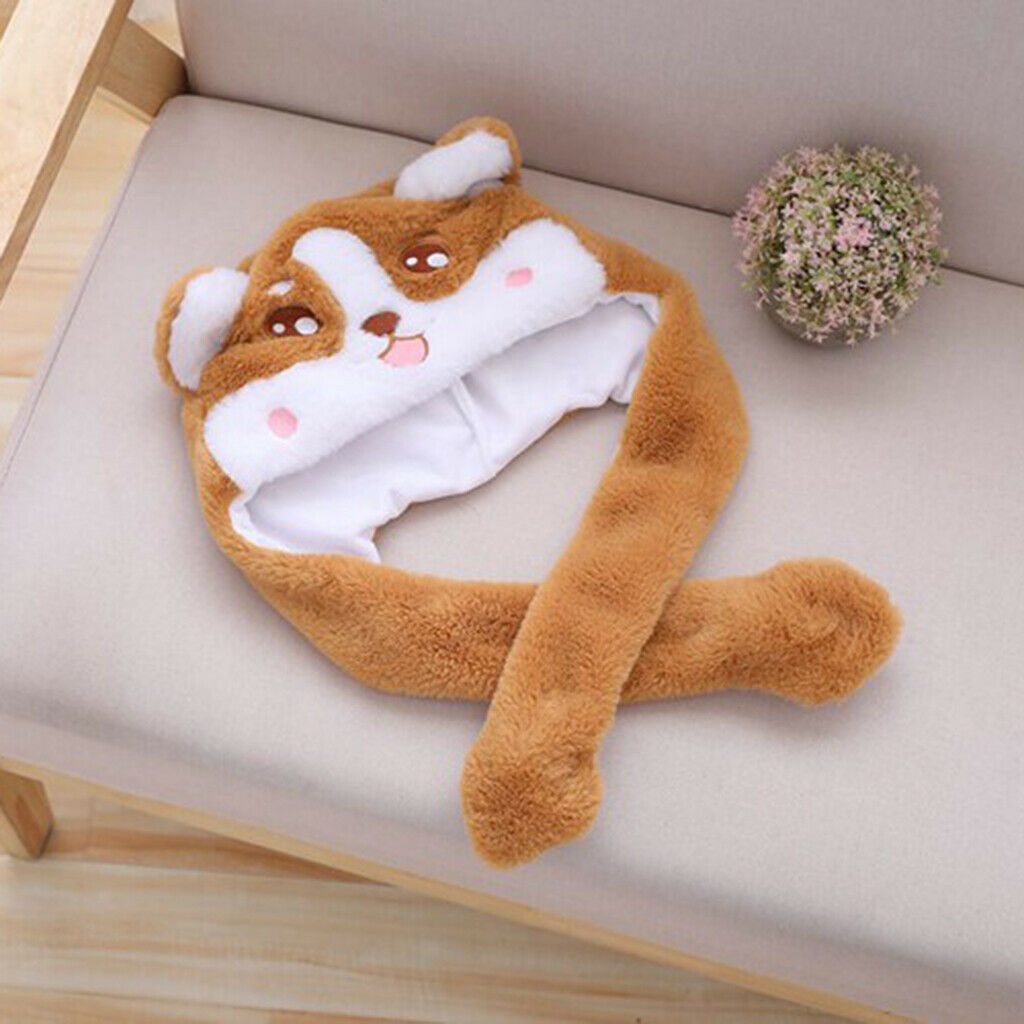 Lovely Plush Corgi Pinching Dog Ear Hat Can Move Birthday Holiday   Fancy