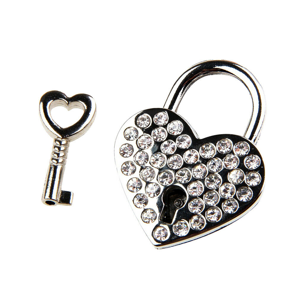 Mini Shining Heart Shape Lock Key Set for Drawers Suitcase Collectibles