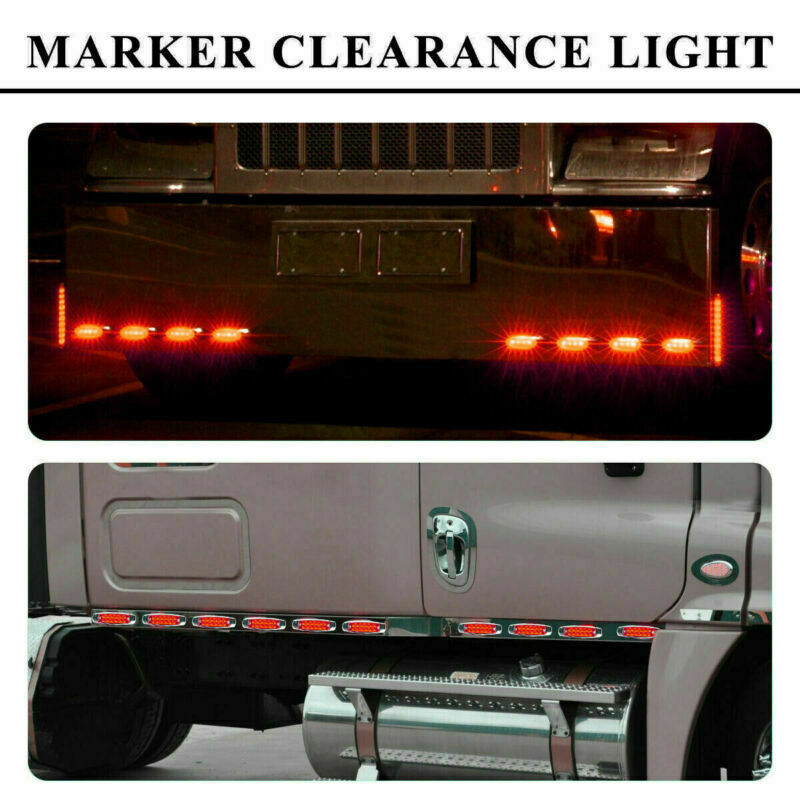 2x Red 12-LED Side Marker Lights Truck Trailer RV Clearance Light Waterproof 12V