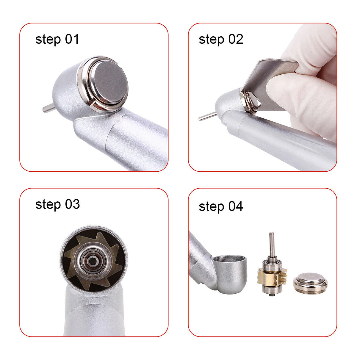 Dental 45° E-generator LED integrated High Speed Handpiece Push Button 4Holes