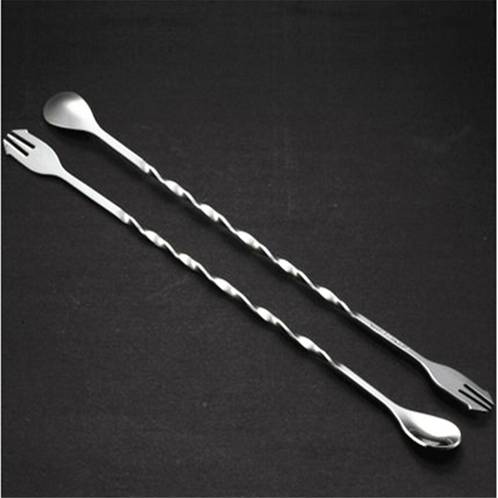 Stainless Steel Cocktail Bar Spoons Spiral Pattern Drink Mixer Shaker Spo.l8
