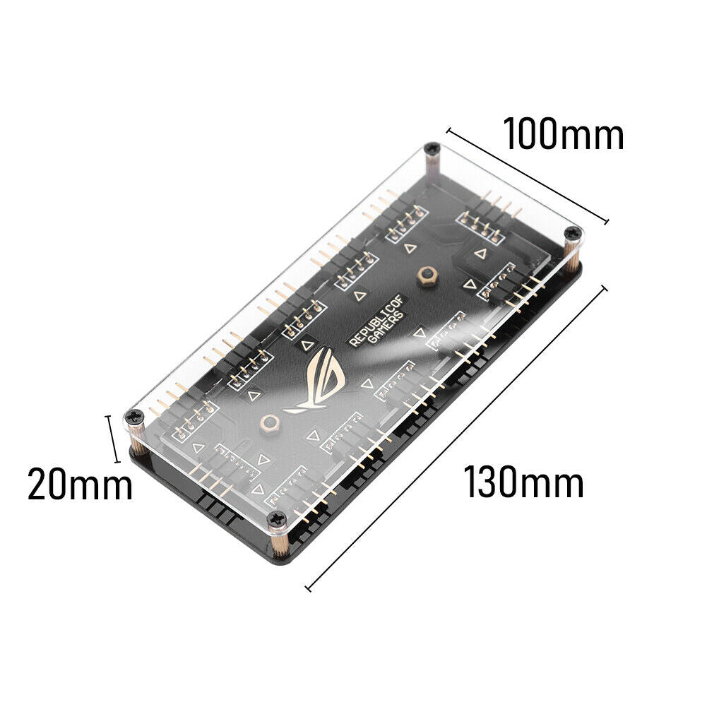12V 4Pin 1 To 10 RGB Fan HUB PC LED Strip Light Cooler Splitter for AURA MSI
