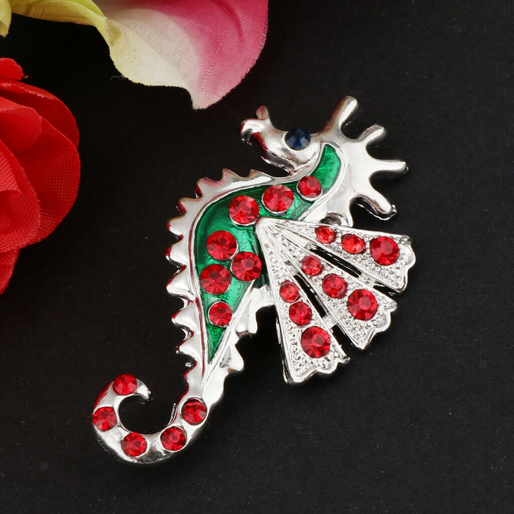 Fashion Crystal Animal Brooch Pin Rhinestone Personality Brestpin Sea Horse