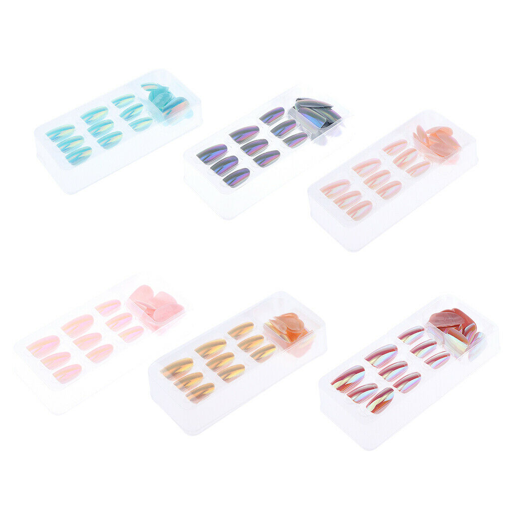 24 Pieces Nail Art Tips False Nails Salon DIY Manicure Tool 01