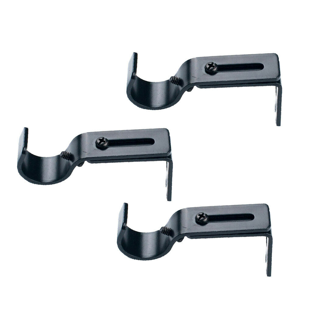2 Set 6Pcs Adjustable Curtain Rod Bracket Holder for 25mm Rod~Black