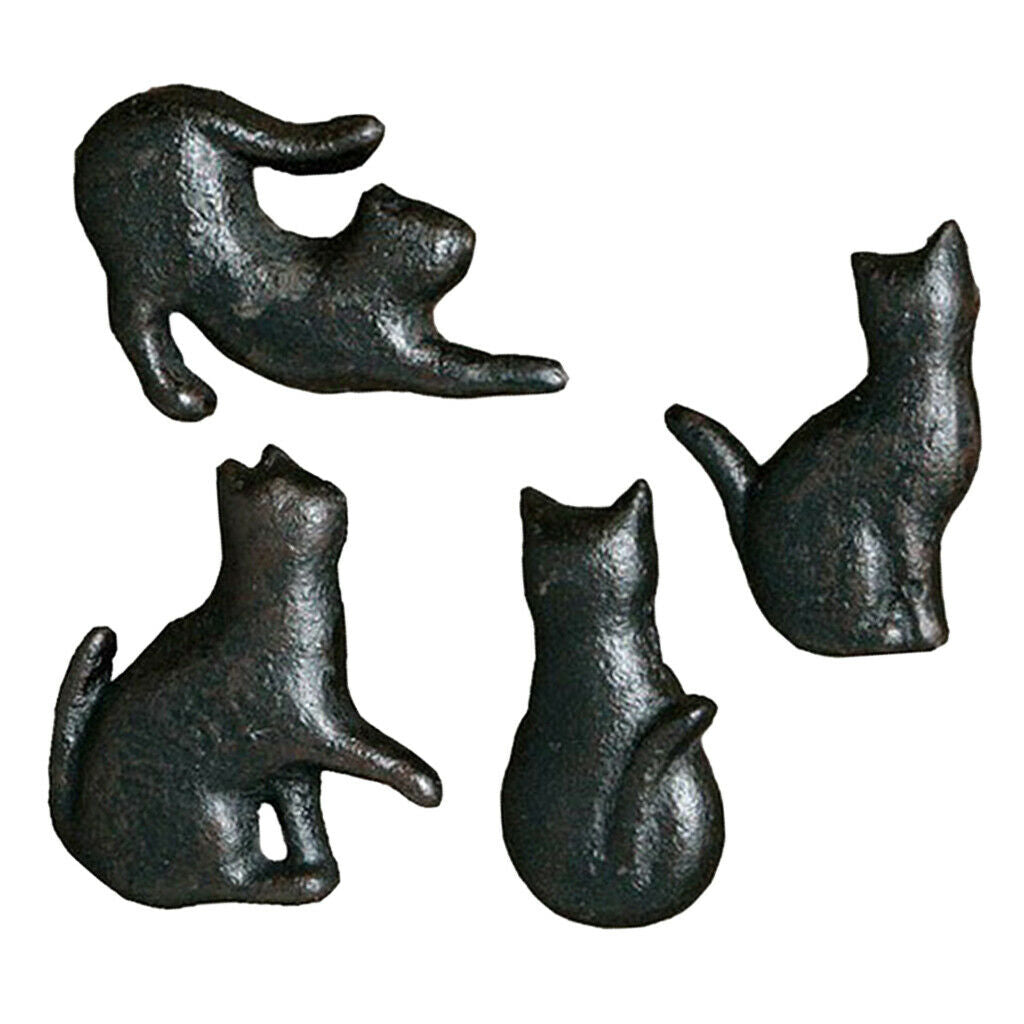 4x Cat Shape Cupboard Drawer Knob Kitchen Cabinet Door Pull Cast Iron Handle