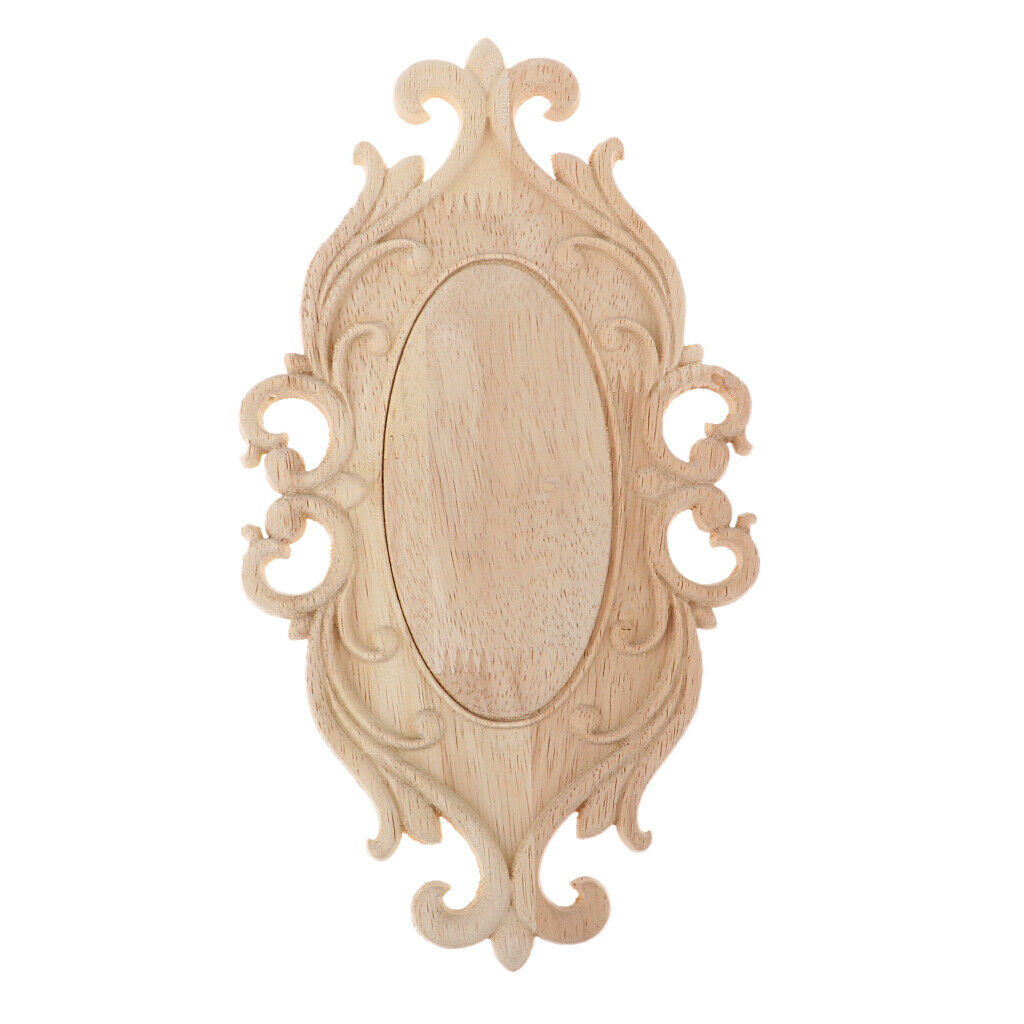 Unpainted Wood Carved Corner Applique Frame Wall Furniture Decor