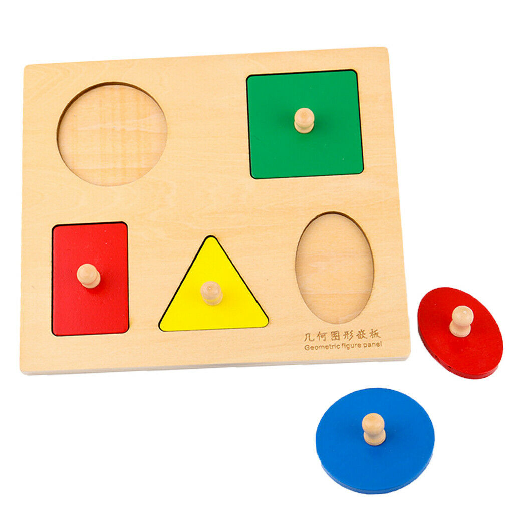 Wooden   Geometry Blocks Sorting Peg Puzzle Jigsaw Game Toddler