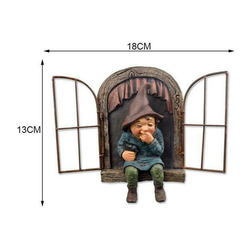 Naughty Garden Gnome Statue Elf Out The Door Tree Hugger HOT Home Decor L/P