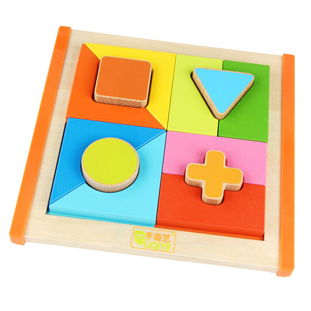 Wooden Geometric Shape Sorter Puzzle Toys - Colors Shapes 2 in 1 Matching Board