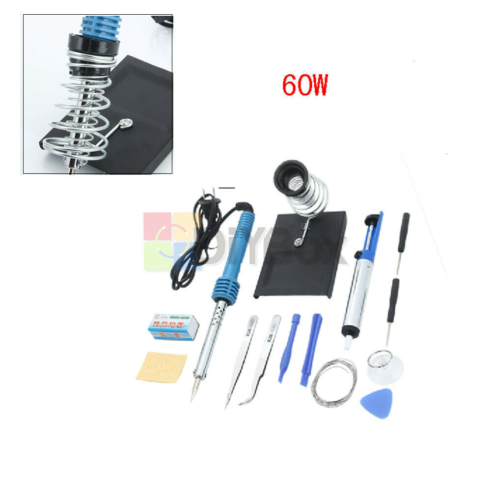 14 in 1 Electric Soldering Tools Kits Set Iron Stand Desoldering Pump 60W 110V
