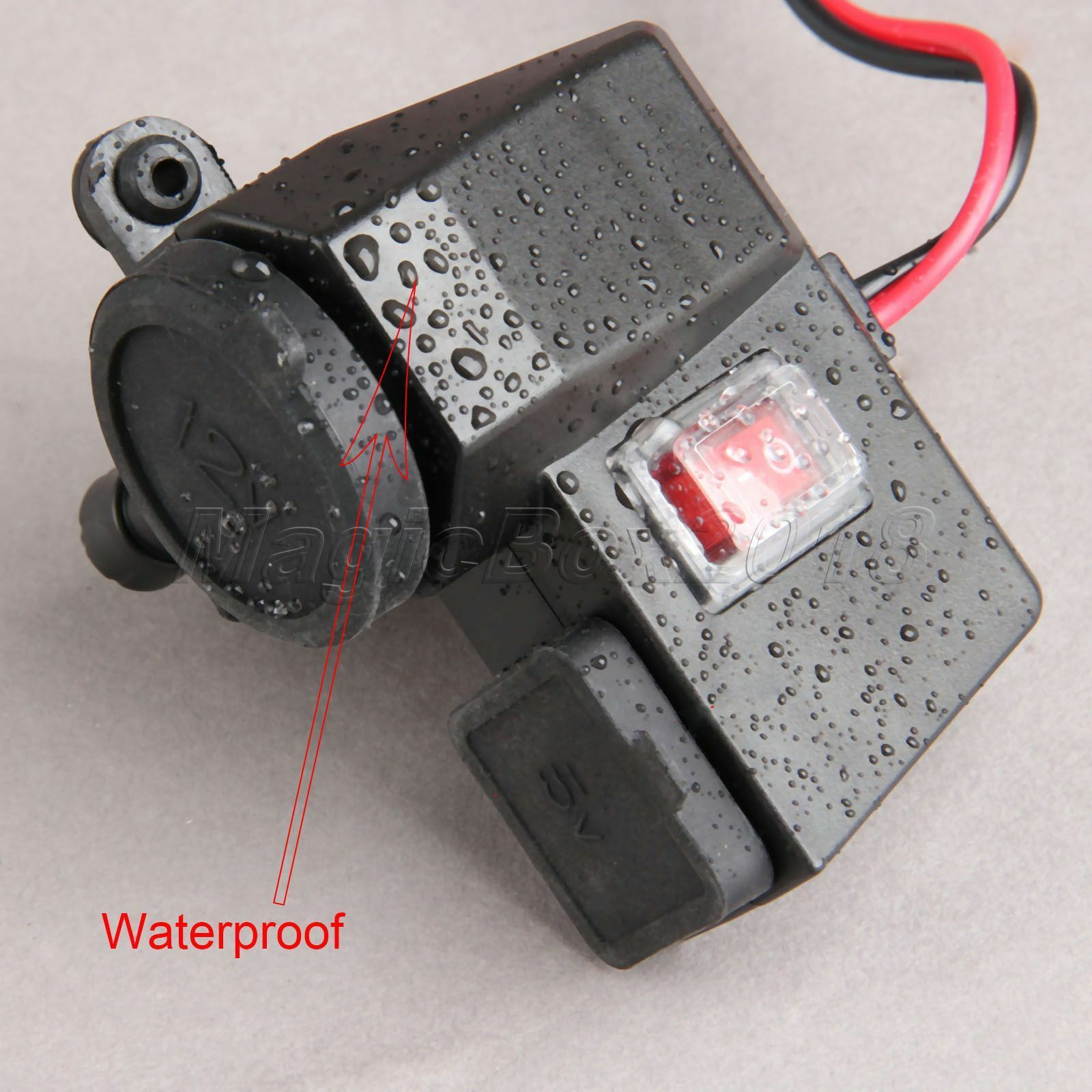 1x Waterproof Motorcycle 5V Dual USB Ports Handlebar Clamp Power Charger Adapter