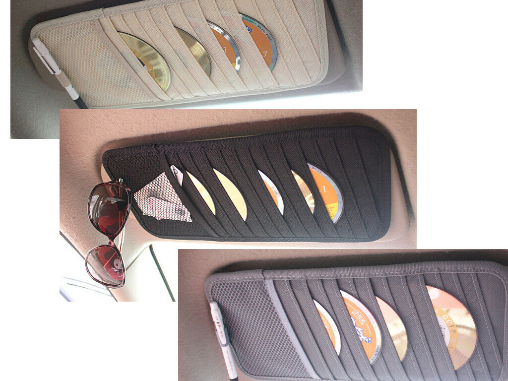 beige  Car Sun  Visor CD DVD Disc Storage Fix Pouch Bag Holder Case 12 Slots