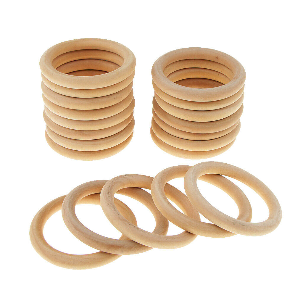 20Pcs Natural Wooden Rings for Craft Pendant Connectors Jewelry Making 80mm