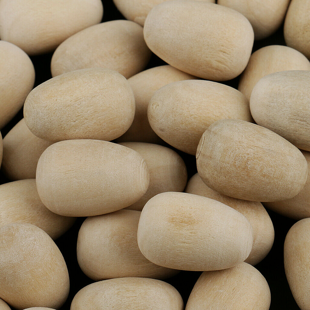 50pcs Mini WOODEN EGGS 100% Natural Wood for Easter Crafts Decorations Display
