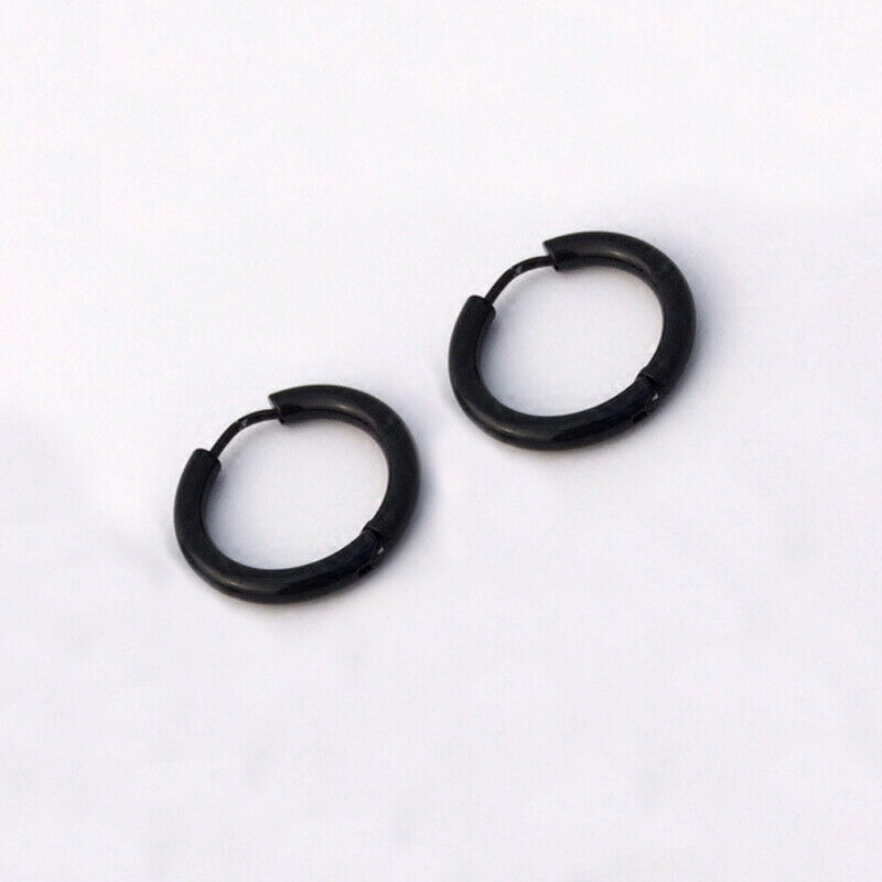 Punk Cool Stainless Steel Small Round Hoop Earring Stud for Men Women 10 mm