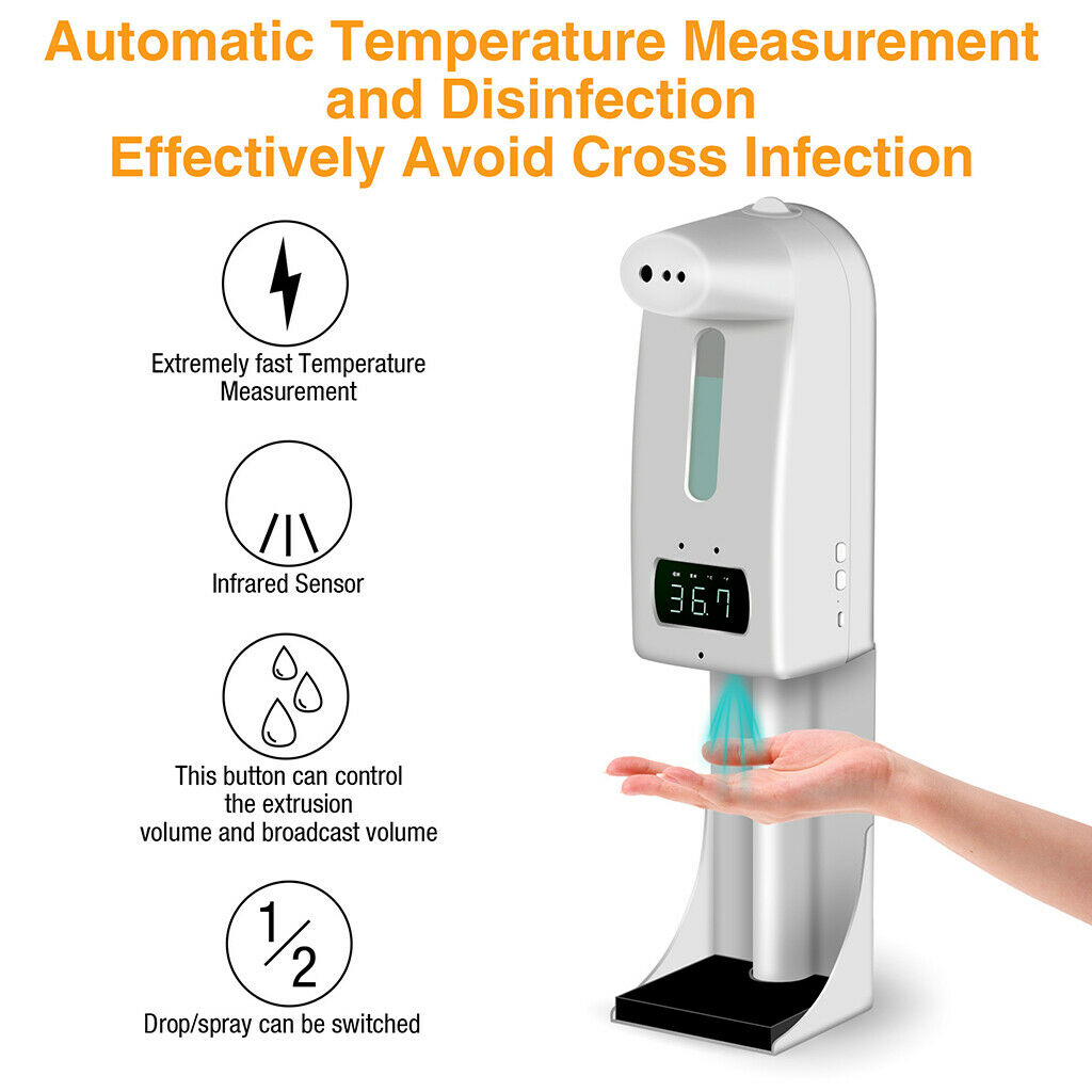 K10 Pro Infrared Thermometer with 1000ml Hands Free Liquid Soap Dispenser