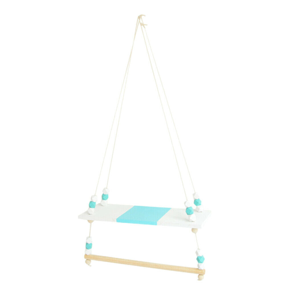 Wooden Handicraft Pine Single-layer Partition Shelf + Clothes Hanger Green