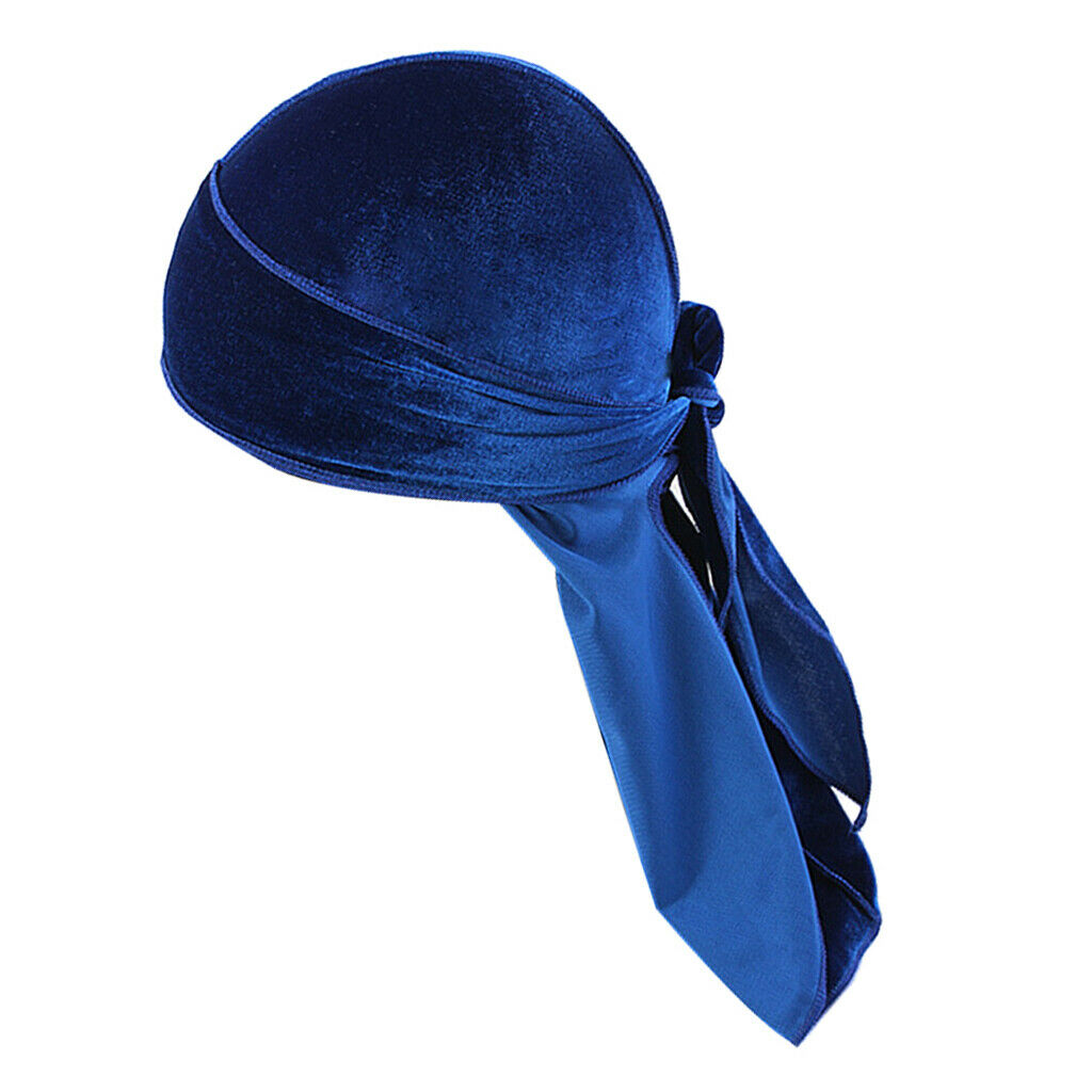 3x Women Mens Elegant Velvet Bandana Hat Long Tail Headwear Chemo Hats